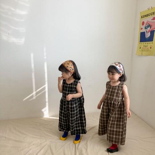 Kids Girls Straight Jumpsuits New Summer Baby Girls Boys Plaid Overalls Jumpsuit Bodysuits Soft Girls Fashion Outfits Clothes