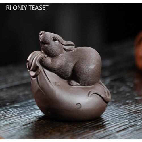 Yixing Handmade Purple Clay Tea Pet Animal Model Sculpture Crafts Lucky Tea Figurine Ornaments Chinese Tea Set Decoration Gifts