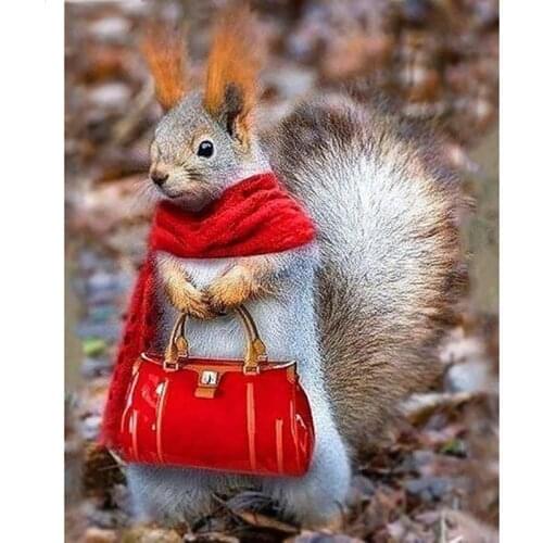 5D Full Square Diamond Painting Diy Drill Painting Embroidery Cross Stitch Home Decor Mosaic Funny Squirrel Picture Wall Artwork