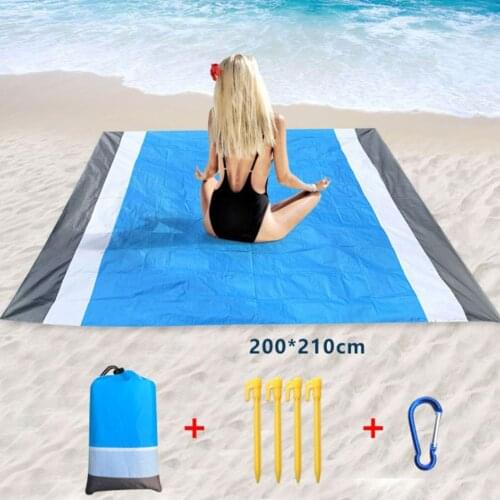 Sandproof Pocket Beach Blanket Folding Camping Mat Mattress Portable Lightweight Mat Outdoor Travel Picnic Mat Sand Beach Mat