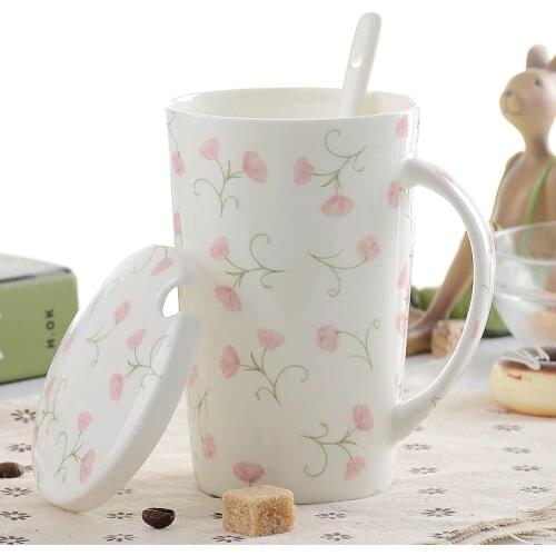 European-style Ceramic Cup Creative With Lid Mug Large Capacity High-grade Bone China Cup Office Cup Coffee Cup Milk Gifts Mugs