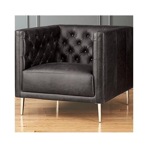 ChinaFurniture manufacturer modern leather stainless steel foot lounge chair single sofa