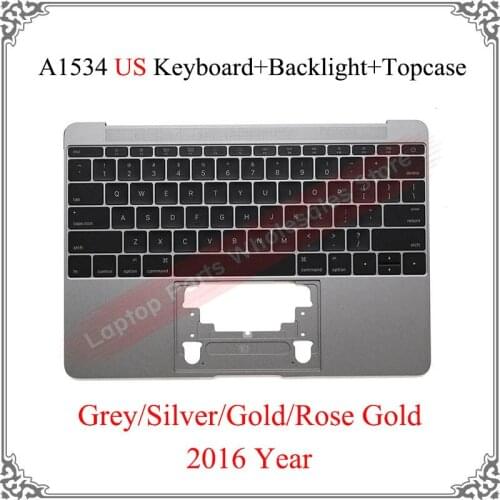 Original For Macbook Air 12 Inch A1534 Topcase US Keyboard Backlight Grey Silver Gold Pink 2016 Year Upper Case Replacement