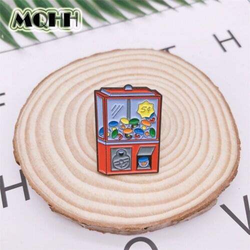 Creative Cartoon Game Machine Color Candy Machine Coin enamel Brooch Alloy Badge Denim Clothes Bag Pin Cute Sweet Jewelry Gift