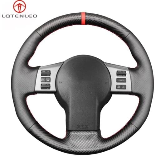 LQTENLEO Black Leather Carbon Fiber Hand Sew Car Steering Wheel Cover For Infiniti FX FX35 FX45 2003-2008 Nissan 350Z 2003-2009