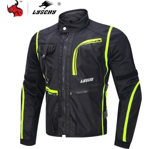 LYSCHY Summer Motorcycle Jacket Breathable Protective Gear Men Moto Motocross Off-Road Racing Jacket Motorcycle Protection