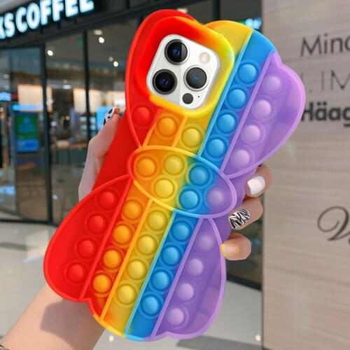 Fashion Silicone Case Push Bubble Fidget Sensory Toys Phone Back Cover for iPhone 12ProMax 12Pro 12 12Mini 11ProMax 11Pro 11
