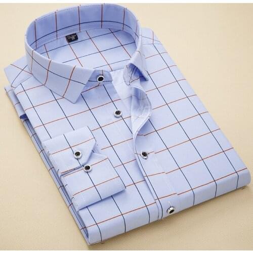 New plaid men dress shirts long sleeve casual slim fit social work shirt male brand clothing high quality camisa masculina