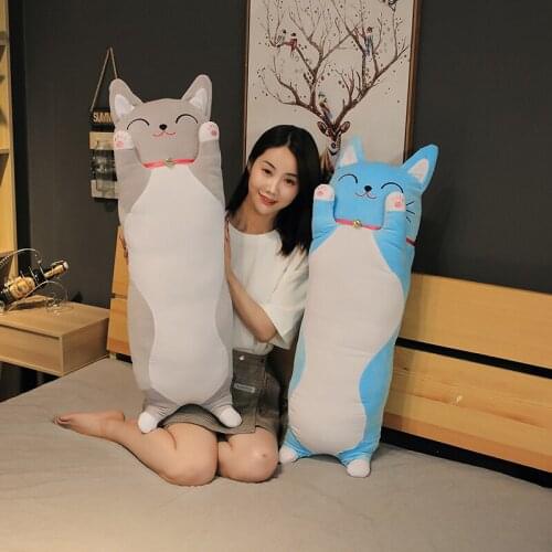 New Arrive 65-100CM Lucky Cat Long Mouse Plush Toy Stuffed Animals Standing Cartoon Plushie Bolster Sleeping Friend Kids Gift