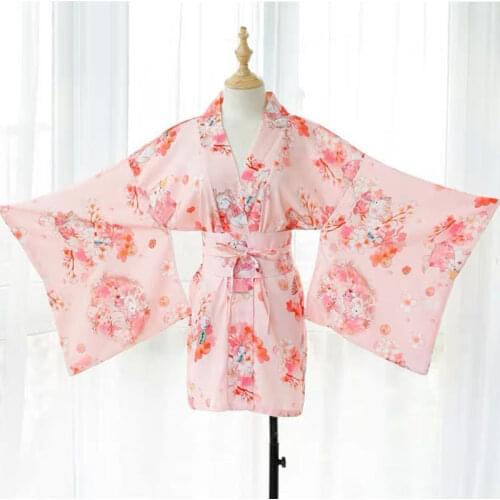 Sexy Japanese Kawaii Kimono Dress Lover Clothing Floral Kimono Yukata Sakura Girl Cotton Steaming Wear Woman Bathrobe Nightgown