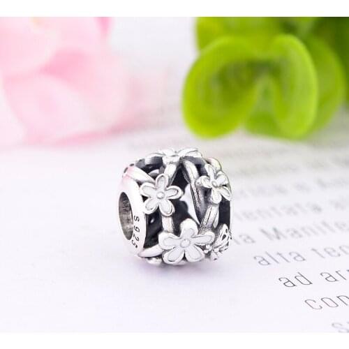 Fit Original Charm Bracelet 925 Sterling Silver White Enamel Daisy Ladybug Honey Bee Vine Bead For Making Women Berloque 2021