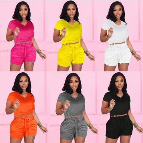 ZKYZWX Casual Two Piece Set Short Sleeve T Shirt Top Sporty Shorts for Women Summer Outfits Workout Tracksuit Cute Matching Sets