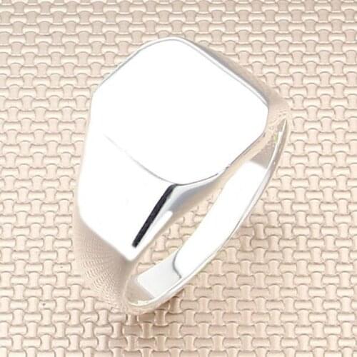 Sterling Silver Plain Square Elegant Ring For Men Made in Turkey