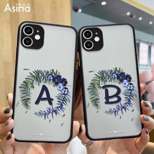 ASINA Transparent Phone Cases For iPhone 11 Pro Max Hard PC Cartoon Shells For iPhone 12 Pro Mini Coque Capa Initial Letter