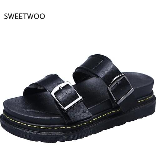Women Gladiator Sandals Buckle Soft Leather Shoes Woman Casual Thick Bottom Comfort Ladies Sandals 2021 Summer Female Fashion