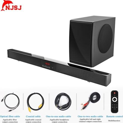 NJSJ 60W Home TV Theater Soundbar Bluetooth-Speakers Wireless Sound Bar 3D Stereo Column Surround Subwoofers with Remote Control