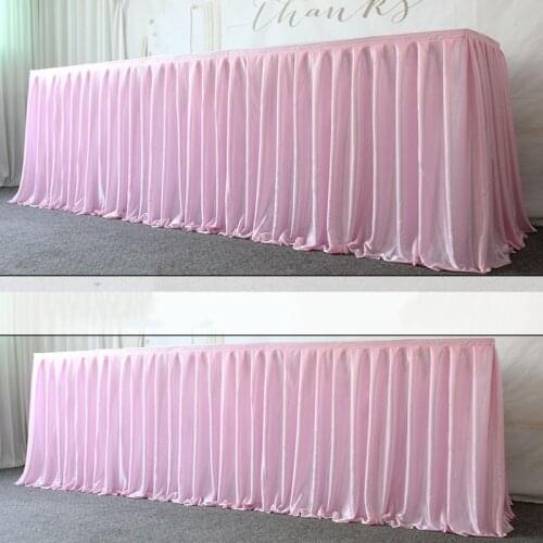 Ice silk wedding table skirt for tablecloth table cover wedding stage white ice silk table skirting decoration