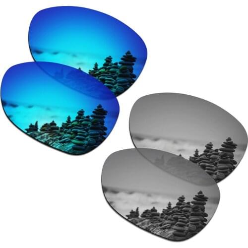 SmartVLT 2 Pairs Polarized Sunglasses Replacement Lenses for Oakley Crosshair New 2012 Ice Blue and Silver Titanium