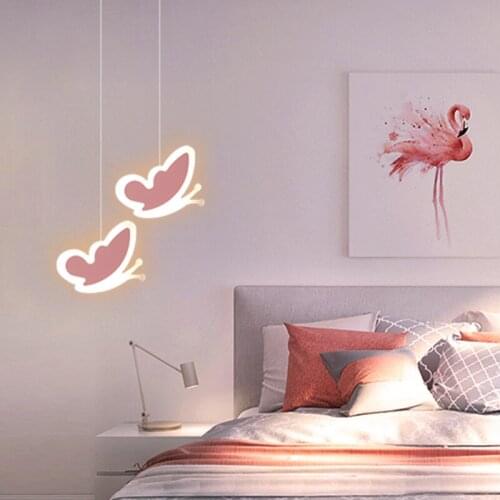 Modern Pendant Light Butterfly Bedroom Bedside Hanging Lamp Childrens Room Nursery Restaurant Cafe Decor Suspension Lamps