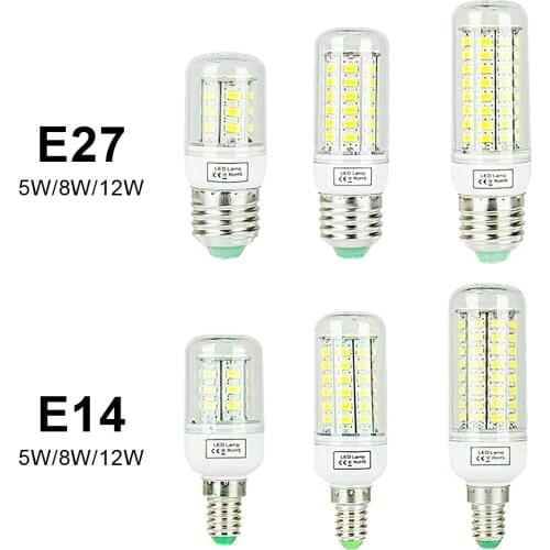 4 PCS E27 E14 LED Corn Bulb lamp 5W/8W/12W 5730 SMD Cool White/Warm White street Light 24/56/72SMD 230V