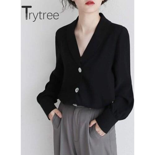 Черные блузки Trytree China At AliExpress