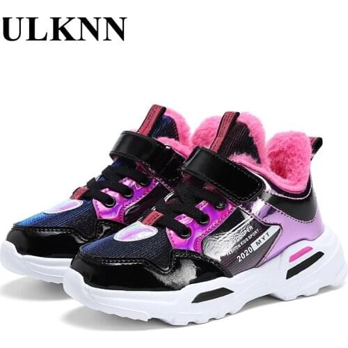 ULKNN Winter Warm Sport Shoes For Girls Plus Warm Princess Shoes Childrens Soft Bottom Plush Shoe Kids Cotton-padded Casual