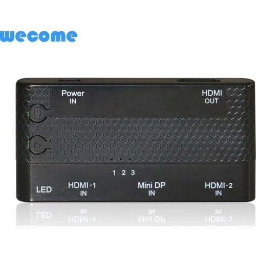 WECOME HDMI*2 Mini DP TO HDMI switcher.For Players notebook games to HDTV Moniter projector,3 in 1 out Switch Support 4k