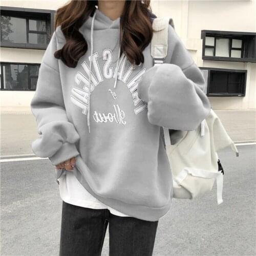 Autumn Winter Sweatshirt Oversized Hoodie Gothic Harajuku Streetwear Chic Letter Print Hoodies Women Long Sleeve Hoody Jumper