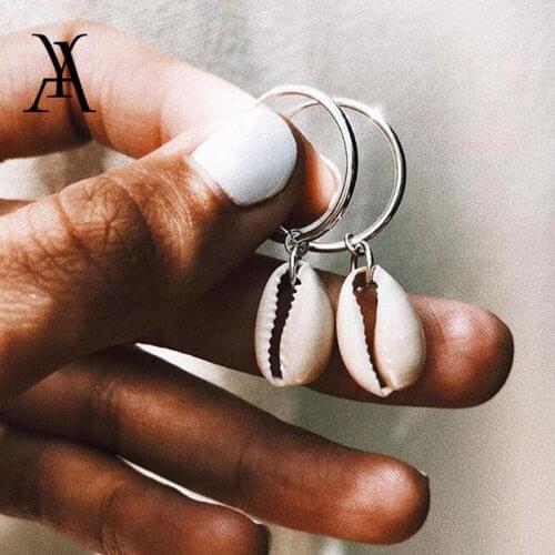 Bohemian Ocean Beach Natural Cowrie Shell Earrings for Women Fashion Round Circle Geometric Earrings Pendientes Shell Jewelry