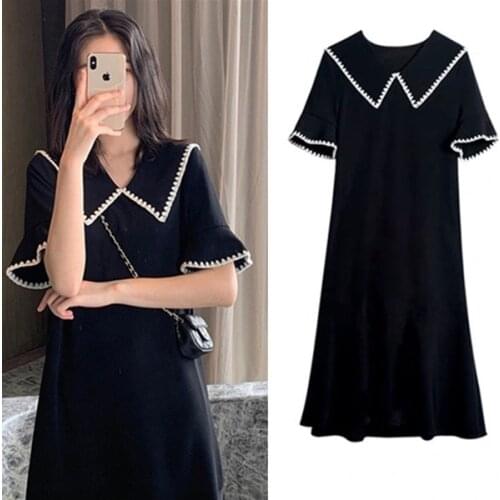 Large size womens spring and summer fat mm200 pounds dress cover meat show thin and reduced age French gas fairy skirt