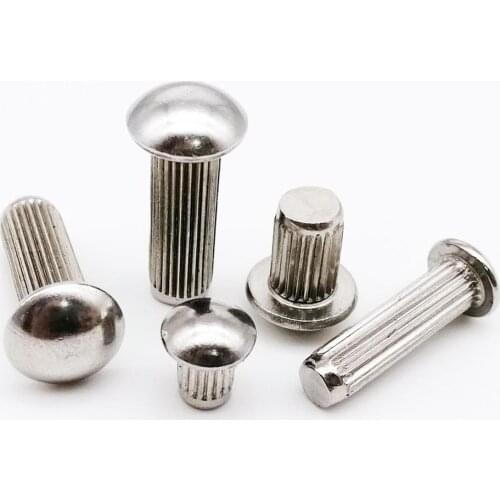 10/50pcs M2 M2.5 M3 M4 M5 A2-70 304 Stainless Steel Semi Button Round Head Knurled Shank Solid Rivet GB827 for Label Name Plate