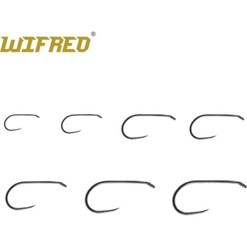 Wifreo 10pcs Standard Dry Fly Hooks Hi-Carbon Steel Dry Fly Fishing Hook Strong Wire 2X Wide Gap Barbless Hooks 8 10 12 14 16 18