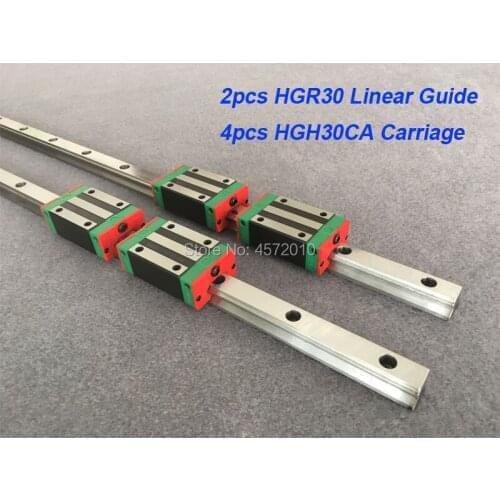2pcs HGR30 - 1000 1050 1100mm linear guide rail with 4pcs HGH30CA linear block carriage CNC parts