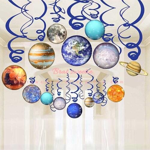 30pcs Solar System Hanging Swirl Decorations Party Outer Space Party Supplies Planet Kids Theme Birthday Decorations Ornaments