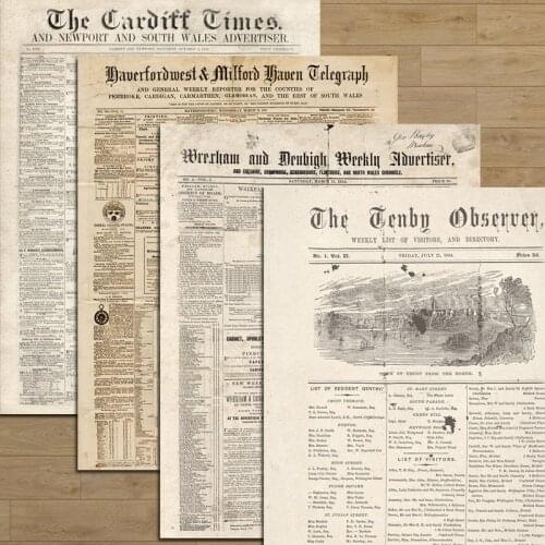 4Pcs/Lot English Newspaper Retro Material Papers DIY Scrapbooking Album Diary Gift Decorative Paper Scrapbooking Paper