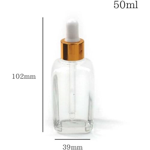 50ml Transparent Glass Bottle Cosmetics Packaging For Essential Oil Wholesale and Retail