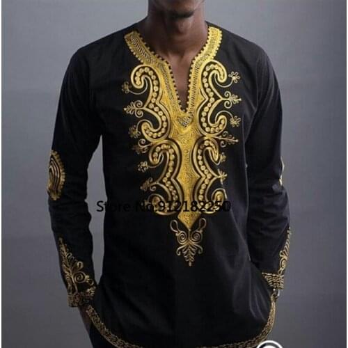 African Clothing Tee Shirt Homme 2020 Brand New African Dashiki Traditional Dashiki Maxi Man Shirt Men Long Sleeve T-shirt Male