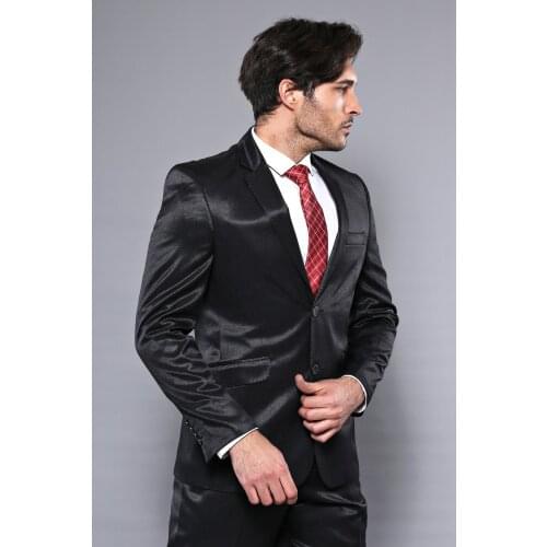 Double Buttons Shiny Black Suit Wessi