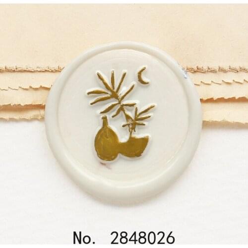 Boho vase plant wax seal stamp,Party Wax Seal Stamp Kit invitation seals,gift envelop packing seal,Seal Stamp,Moon stamp