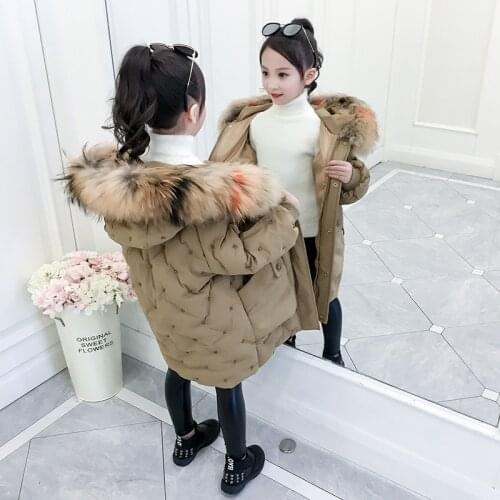 2019 girls winter coat parka children clothes kids fur hooded thick coat outerwear warm long jackets for girls clothes 4 colors