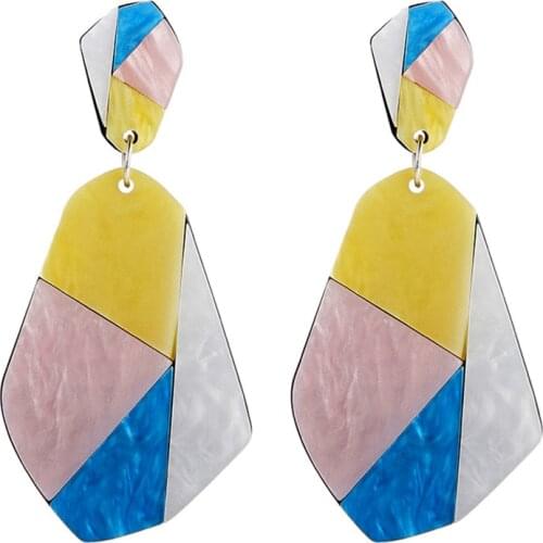 Statement Big Geometric Multi Color Acrylic Drop Earrings For Women Large Irregular Pendant Dangle Earrings Party Jewelry Bijoux