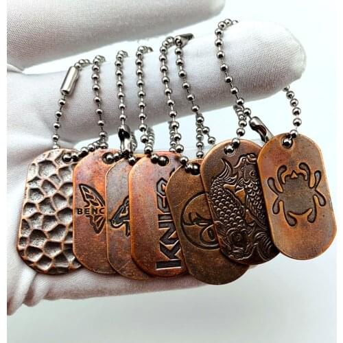 1piece EDC Copper Tag,Double-sided Design Decorative Tag,CNC Customization Tag