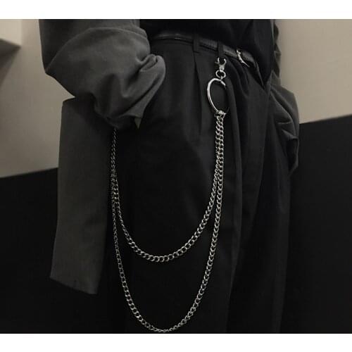 Punk Rock Metal Pants Waist Chain Men Women Key Chain Big Ring Wallet Keychain Jeans Unisex Hip-hop Jewelry Gift