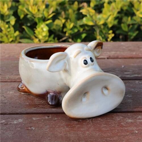 [MGT] Porcelain Piggy Statue Flower Pot Decorative Ceramics Home Tabletop Planter Bonsai Pig Craft Ornament Accessories Supplies