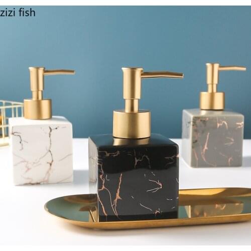 Marble Texture Square Portable Soap Dispenser Bath Supplies Shampoo Empty Bottle Golden Pressing Head Hand Sanitzer Bottle