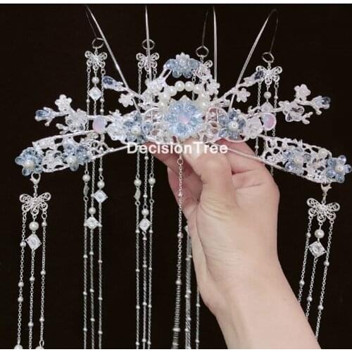 2021 chinese-style wedding bridal costume headdress exquisite hand-made hair accessories set gold bridal hair accessories
