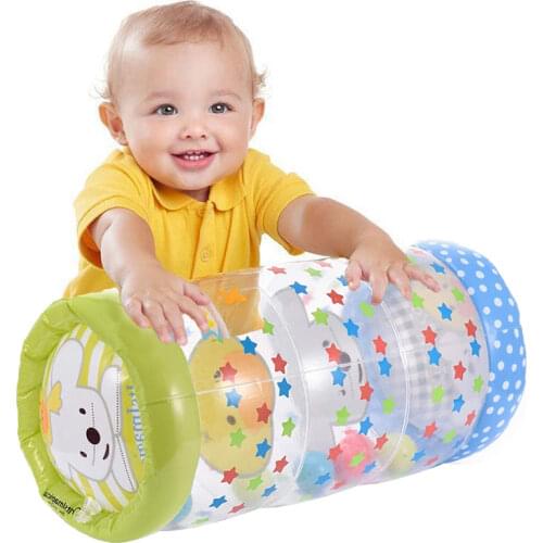 Inflatable Baby Crawling Roller Toy With Rattle And Ball PVC Early Development Infant Crawling Toys For 6 Months 1 2 3 Year Olds
