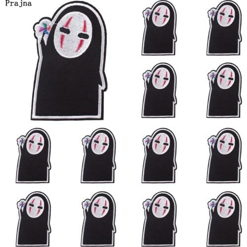 Prajna 10 PCS Spirited Away Patches On Clothes Anime Patch Applique Iron On Embroiderd patches for Clothing No Face Man Stickers