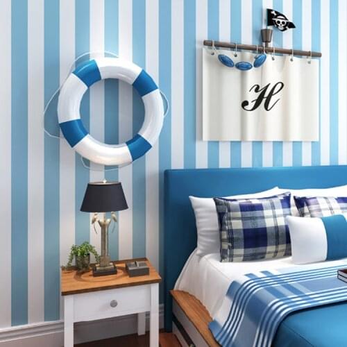 Bacaz Blue-Vertical Stripe Wallpaper for Walls Baby Child Room 3d Stripe wall paper Roll 3d wall coverings 3d Papel de parede