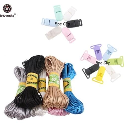 Lets Make Nylon Rope 20M/Lot Satin Cords 1mm DIY String Accessary Findings Silicone Teething Plastic Clip Baby Teether Toys